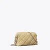Tory Burch Fleming Quilted Genuine Shearling Crossbody Bag In Brown