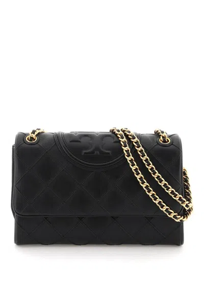Tory Burch Fleming Soft Leather Shoulder Bag In Nero
