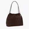 Tory Burch Fleming Suede Hobo Bag In Licorice