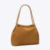 Tory Burch Fleming Soft Suede Hobo Bag In Pink