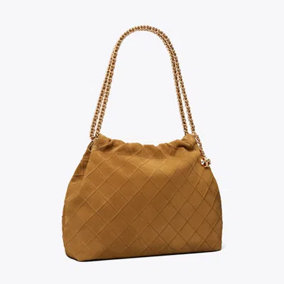 Tory Burch Fleming Soft Suede Hobo Bag In Pink