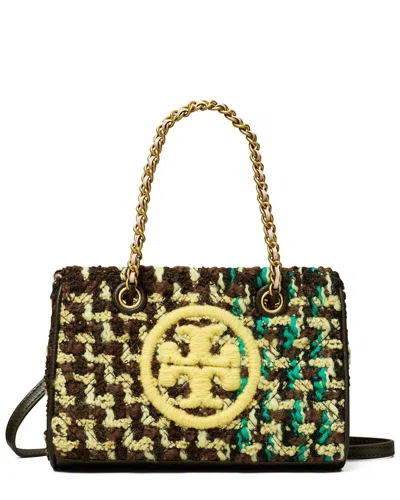 Tory Burch Fleming Soft Tweed Mini Chain Tote In Black