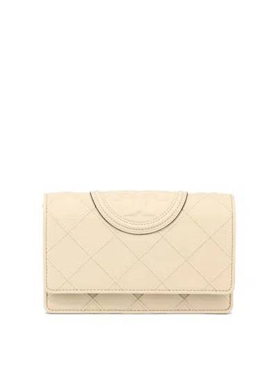 Tory Burch "fleming Soft" Wallet With Chain In Tan