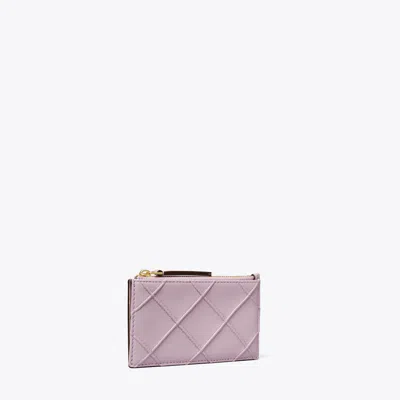 Tory Burch Fleming Soft Zip Card Case In Pale Purple