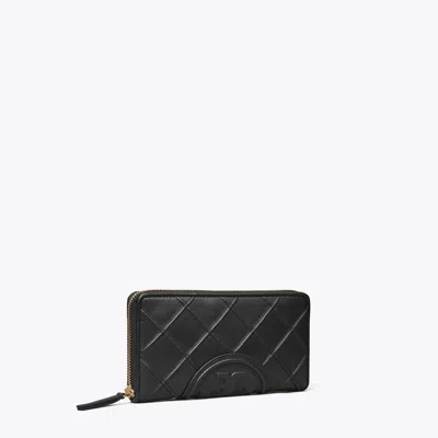 Tory Burch Fleming Soft Zip Continental Wallet In Black