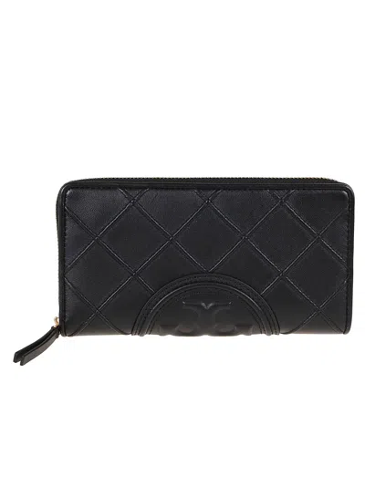 Tory Burch Fleming Soft Zip Continental Wallet In Black