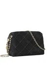 Tory Burch Mini Fleming Quilted Leather Shoulder Bag In Black