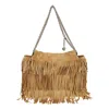 Tory Burch Fleming Suede Fringe Hobo In Brown