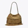 Tory Burch Fleming Suede Fringe Hobo Bag
