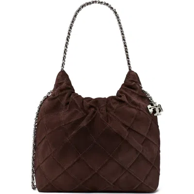 Tory Burch Fleming Suede Hobo Bag In Licorice