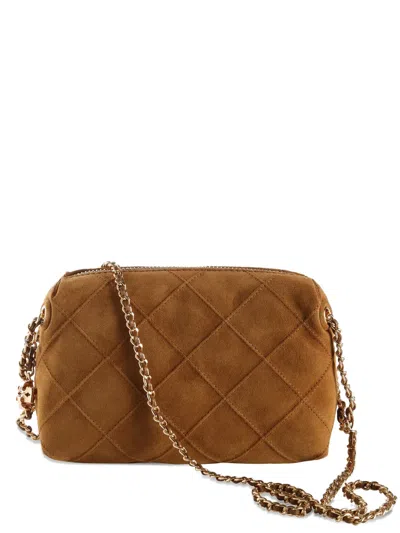 Tory Burch Fleming Suede Mini Bag In Brown