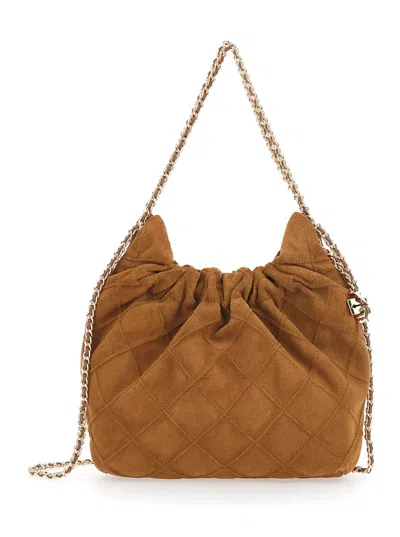 Tory Burch Fleming Suede Mini Hobo Bag In Brown