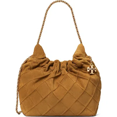 Tory Burch Fleming Suede Mini Hobo In Brown