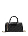 Tory Burch Quilted Rectangular Cross-body Bag With Top Handle In Black
