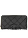 Tory Burch Fleming Continental Wallet In Leather In Black