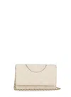 Tory Burch Ivory Leather Fleming Clutch In Panna