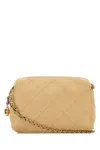 Tory Burch 奶油色皮革 Fleming 斜挎包 In Yellow