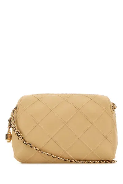 Tory Burch 奶油色皮革 Fleming 斜挎包 In Yellow