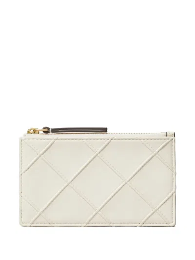 Tory Burch Fleming Zip Card Case In Neutral