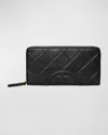 Tory Burch Quilted Leather Zip Wallet In Black