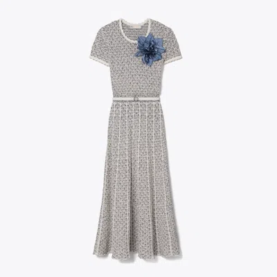 Tory Burch Floral Appliqué Knit Dress In Multi