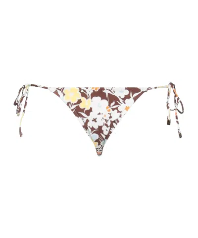 Tory Burch Floral Bikini Bottom In Brown