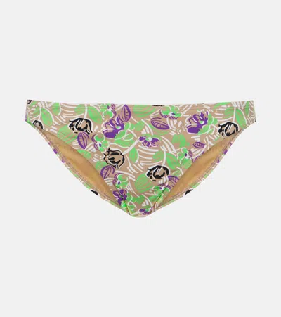 Tory Burch Floral Bikini Bottoms In Green Scribble Floral