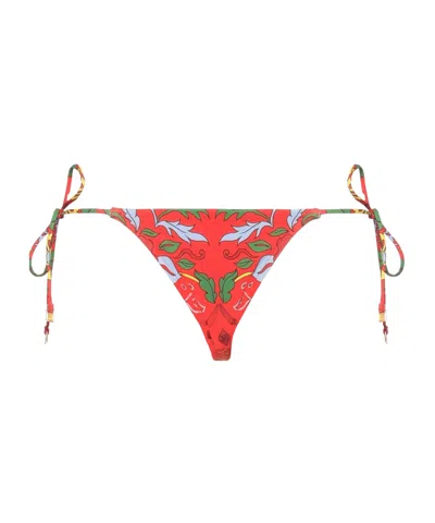 Tory Burch Floral Bikini Bottoms In Red