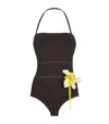 Tory Burch Floral Corsage Swimsuit In Black