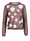 Tory Burch Floral-embroidered Knitted Top In Multicolor