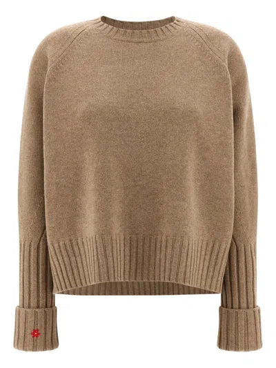 TORY BURCH FLORAL-EMBROIDERED RIBBED SWEATER