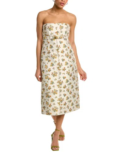 Tory Burch Floral Jacquard Bustier Dress In Pink