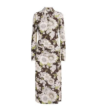 Tory Burch Floral Midi Shirt Dress In Multi