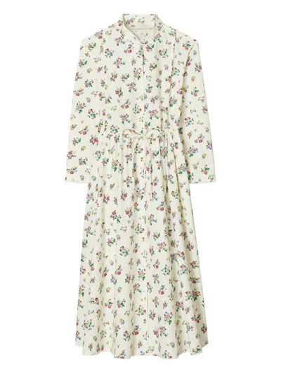 TORY BURCH FLORAL-PATTERD MIDI DRESS