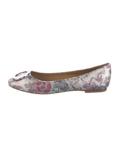 Pre-owned Tory Burch Floral Print Ballet Flats In Neutral