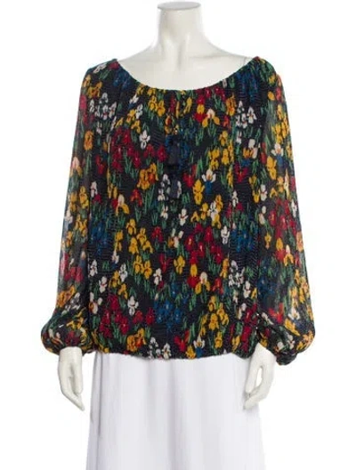 Pre-owned Tory Burch Floral Print Bateau Neckline Blouse In Multi