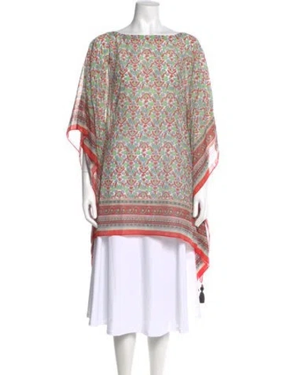 Pre-owned Tory Burch Floral Print Bateau Neckline Tunic In Multi