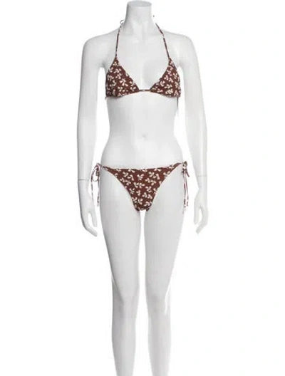 Pre-owned Tory Burch Floral Print Bikini W/ Tags In Blue