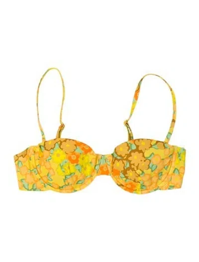 Pre-owned Tory Burch Floral Print Bikini W/ Tags In Yellow