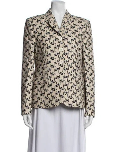 Pre-owned Tory Burch Floral Print Blazer In Blue/neutrals