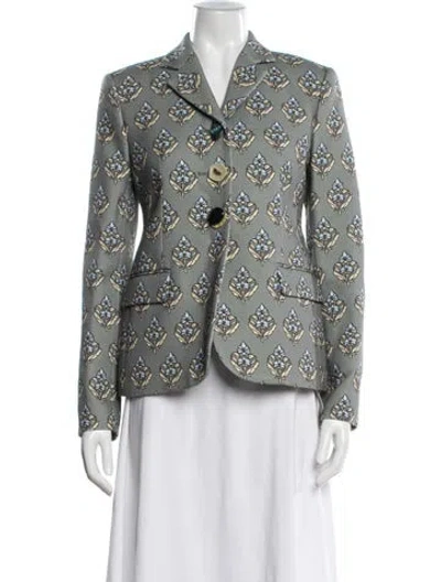 Pre-owned Tory Burch Floral Print Blazer W/ Tags In Blue