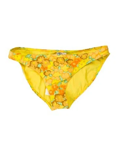 Pre-owned Tory Burch Floral Print Bottoms W/ Tags In Yellow