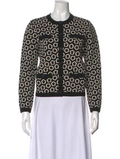 Pre-owned Tory Burch Floral Print Crew Neck Sweater In Black
