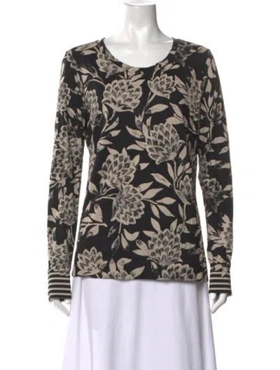 Pre-owned Tory Burch Floral Print Crew Neck Top In Multi
