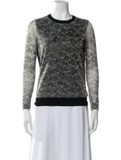 Pre-owned Tory Burch Floral Print Crew Neck Top In White