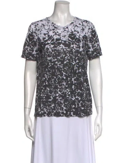 Pre-owned Tory Burch Floral Print Crew Neck T-shirt In Black