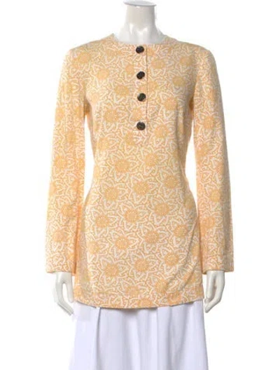 Pre-owned Tory Burch Floral Print Crew Neck Tunic In Neutrals