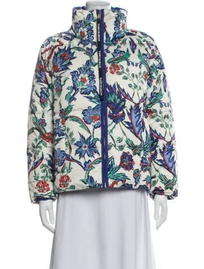 Pre-owned Tory Burch Floral Print Down Jacket In Multi