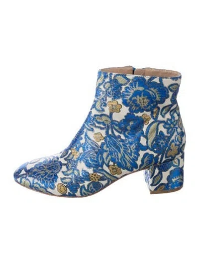 Pre-owned Tory Burch Floral Print Embroidered Accent Boots