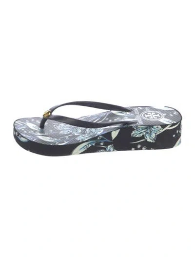 Pre-owned Tory Burch Floral Print Flip Flops In Multicolor